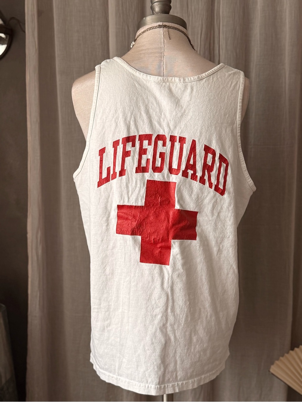 True vintage Lifeguard Tank Top with Red Cross swim beach surfer summer